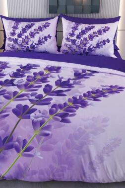 Lavanta Mikro Saten 3D Dijital Baskılı Çift Kişilik Nevresim Takımı - Çeyiz Diyarı