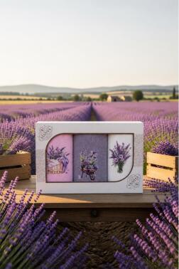 Lavender Baskılı 3lü Mutfak Havlu Takımı 30x50 Cm - Çeyiz Diyarı