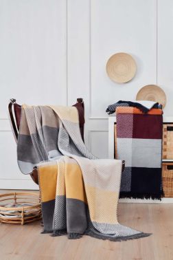 Layka Tek Kişilik Pamuklu Battaniye Sarı - Çeyiz Diyarı