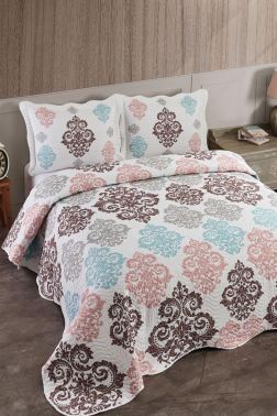 Leila Baskılı Kapitoneli Çift Kişilik Yatak Örtüsü - Çeyiz Diyarı