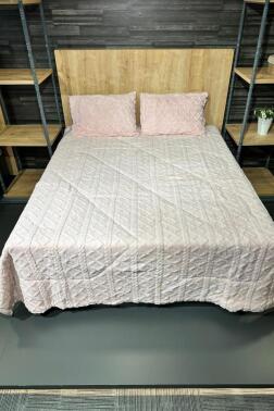 Leila Çift Kişilik Pelüş Yatak Örtüsü 220x240 cm Pudra - Çeyiz Diyarı