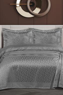 Lena Şönil Çift Kişilik Yatak Örtüsü 240x260 cm Gri - Çeyiz Diyarı