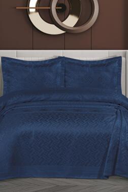 Lena Şönil Çift Kişilik Yatak Örtüsü 240x260 cm Lacivert - Çeyiz Diyarı
