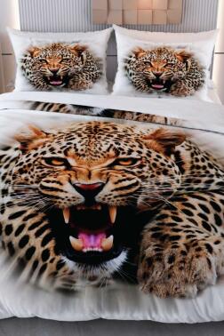 Kaplan Mikro Saten 3D Dijital Baskılı Çift Kişilik Nevresim Takımı - Çeyiz Diyarı