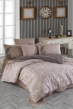 Leona Çift Kişilik Ranforce Nevresim Takımı Bej - Hobby