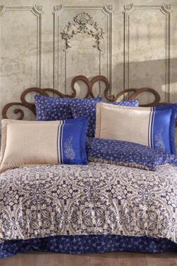 Leona Pamuk Saten Çift Kişilik Nevresim Takımı Lacivert - Hobby