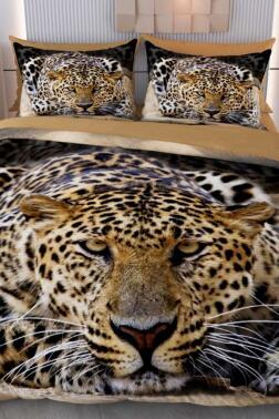 Leo Mikro Saten 3D Dijital Baskılı Çift Kişilik Nevresim Takımı - Çeyiz Diyarı