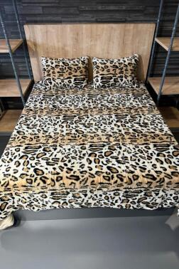Leopar Tavşan Tüyü Çift Kişilik Yatak Örtüsü 220x240 Cm - 2