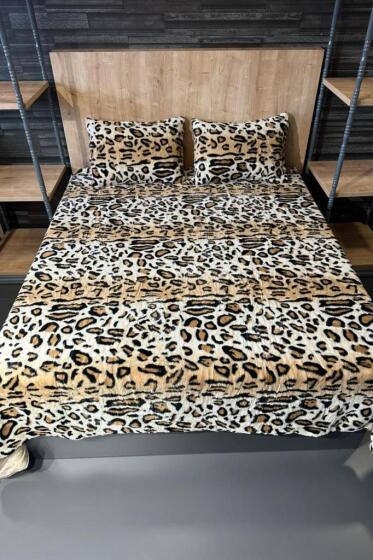 Leopar Tavşan Tüyü Çift Kişilik Yatak Örtüsü 220x240 Cm - Çeyiz Diyarı (1)