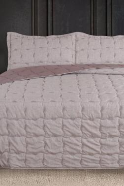 Lesya Nakışlı Elyaf Dolgulu Çift Kişilik 240x260 Cm Yatak Örtüsü Gülkurusu - Çeyiz Diyarı