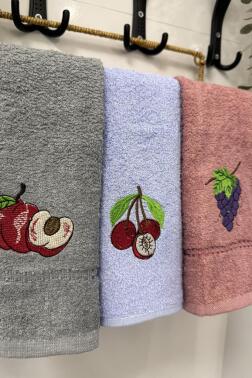 Lezzem Nakışlı 3lü Mutfak Havlu Takımı 30x50 Cm - Çeyiz Diyarı (1)