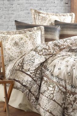 Lina Digital Premium Saten Çift Kişilik Nevresim Takımı Yeşil - Dantela