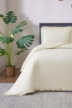 Lisbon Elyaf Dolgulu Tek Kişilik 180x240 Cm Yatak Örtüsü Bej - Çeyiz Diyarı