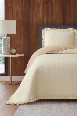 Lisbon Elyaf Dolgulu Tek Kişilik 180x240 Cm Yatak Örtüsü Cappucino - Çeyiz Diyarı