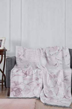 Lissa Çift Kişilik Pamuklu Battaniye Pembe - Çeyiz Diyarı