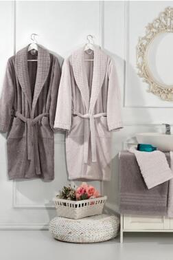 Lola 6 Parça Aile Bornoz Takımı Antrasit - Taş - Çeyiz Diyarı