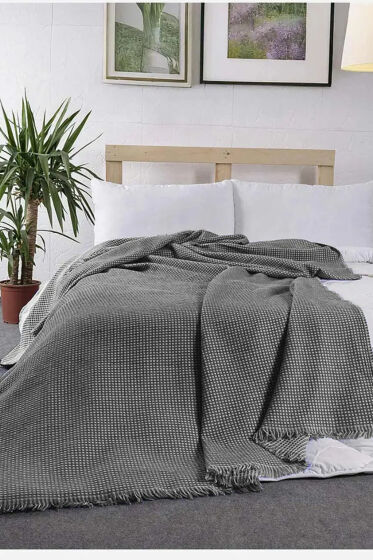 Lora Çift Kişilik Tek Pike 200x230 cm Antrasit - Çeyiz Diyarı