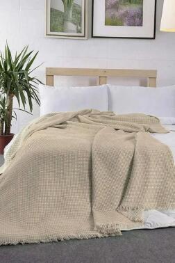 Lora Çift Kişilik Tek Pike 200x230 cm Bej - Çeyiz Diyarı