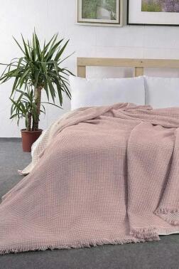 Lora Çift Kişilik Tek Pike 200x230 cm Pudra - Çeyiz Diyarı