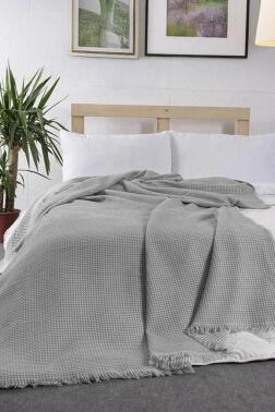 Lora Tek Kişilik Tek Pike 160x210 cm Gri - Çeyiz Diyarı