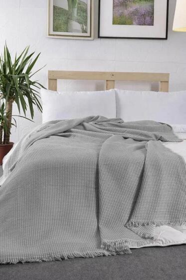 Lora Tek Kişilik Tek Pike 200x230 cm Gri - Çeyiz Diyarı