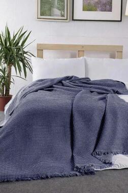 Lora Tek Kişilik Tek Pike 160x210 cm Lacivert - Çeyiz Diyarı