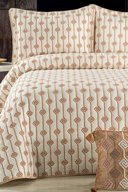 Lori Çift Kişilik Yatak Örtüsü 4 Parça Krem Altın - Çeyiz Diyarı