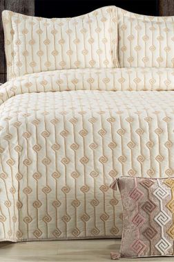 Lori Çift Kişilik Yatak Örtüsü 4 Parça Krem Cappucino - Çeyiz Diyarı