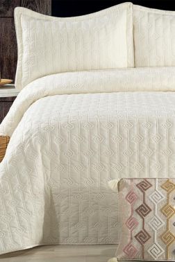 Lori Çift Kişilik Yatak Örtüsü 4 Parça Krem Krem - Çeyiz Diyarı