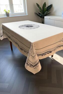 Lotus Dertsiz Masa Örtüsü 150x260 cm Gri - Çeyiz Diyarı