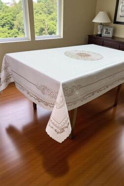 Lotus Dertsiz Masa Örtüsü 150x300 cm Kahve - Çeyiz Diyarı