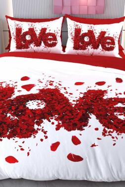 Love Mikro Saten 3D Dijital Baskılı Çift Kişilik Nevresim Takımı - Çeyiz Diyarı