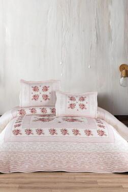 Lumora Baskılı Kapitoneli Çift Kişilik Yatak Örtüsü Pembe - Çeyiz Diyarı