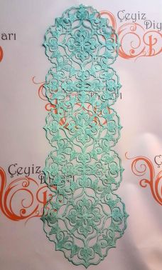 Luxury Star Kadife Runner Mint - Çeyiz Diyarı