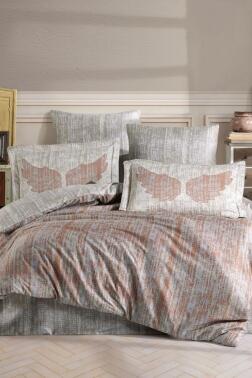 Lydia Pamuk Saten Çift Kişilik Nevresim Takımı Taba - Hobby