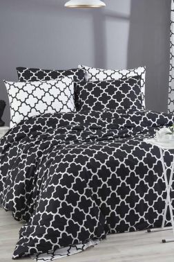Madalyon %100 Pamuk Çift Kişilik Nevresim Takımı Siyah - Çeyiz Diyarı