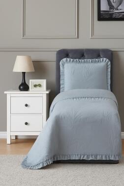 Madrid Elyaf Dolgulu Tek Kişilik 180x240 Cm Yatak Örtüsü Antrasit - Çeyiz Diyarı