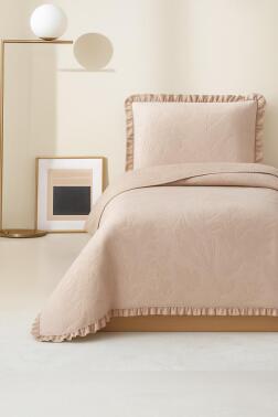 Madrid Elyaf Dolgulu Tek Kişilik 180x240 Cm Yatak Örtüsü Bej - Çeyiz Diyarı