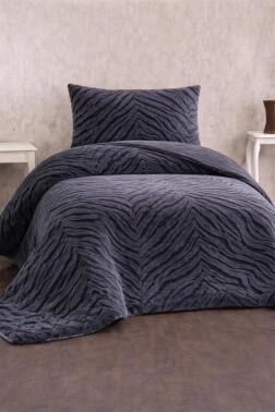 Malaga Tavşan Tüyü Tek Kişilik Yatak Örtüsü 180x240 Antrasit - Çeyiz Diyarı