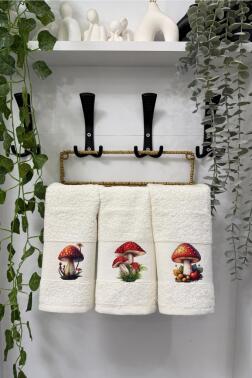 Mantar Baskılı 3lü Mutfak Havlu Takımı 30x50 Cm - Çeyiz Diyarı