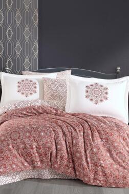 Marcella Pamuk Saten Çift Kişilik Nevresim Takımı Bronz - Hobby