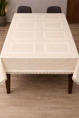 Matmazel 150x200 Cm Dikdörtgen Masa Örtüsü Krem - Çeyiz Diyarı