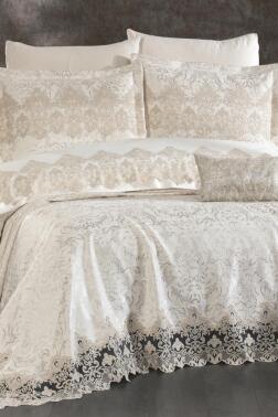 Mavera Gelin Seti 8 Parça Ekru Altın - Çeyiz Diyarı