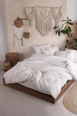 Mayda 6 Parça %100 Pamuk Çift Kişilik Nevresim Takımı Vizon - Çeyiz Diyarı (1)