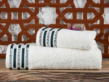 Melek İkili Hamam Takımı Koyu Yeşil Krem - Çeyiz Diyarı