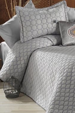 Melodie Çift Kişilik Yatak Örtüsü 4 Gri - Çeyiz Diyarı
