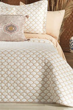 Melodie Çift Kişilik Yatak Örtüsü 4 Parça Krem Cappucino - Çeyiz Diyarı