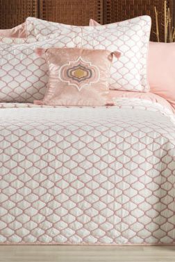 Melodie Çift Kişilik Yatak Örtüsü 4 Parça Krem Pudra - Çeyiz Diyarı