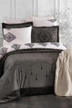 Mercan 10 Parça Battaniyeli Çeyiz Seti Antrasit - Çeyiz Diyarı