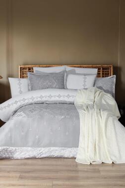 Mercan 10 Parça Battaniyeli Çeyiz Seti Gri - Çeyiz Diyarı